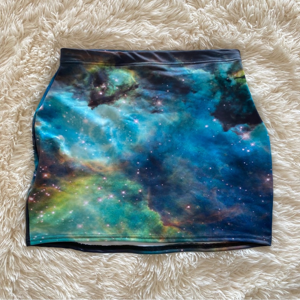 BlackMilk Galaxy Green Skirt Bodycon Mini